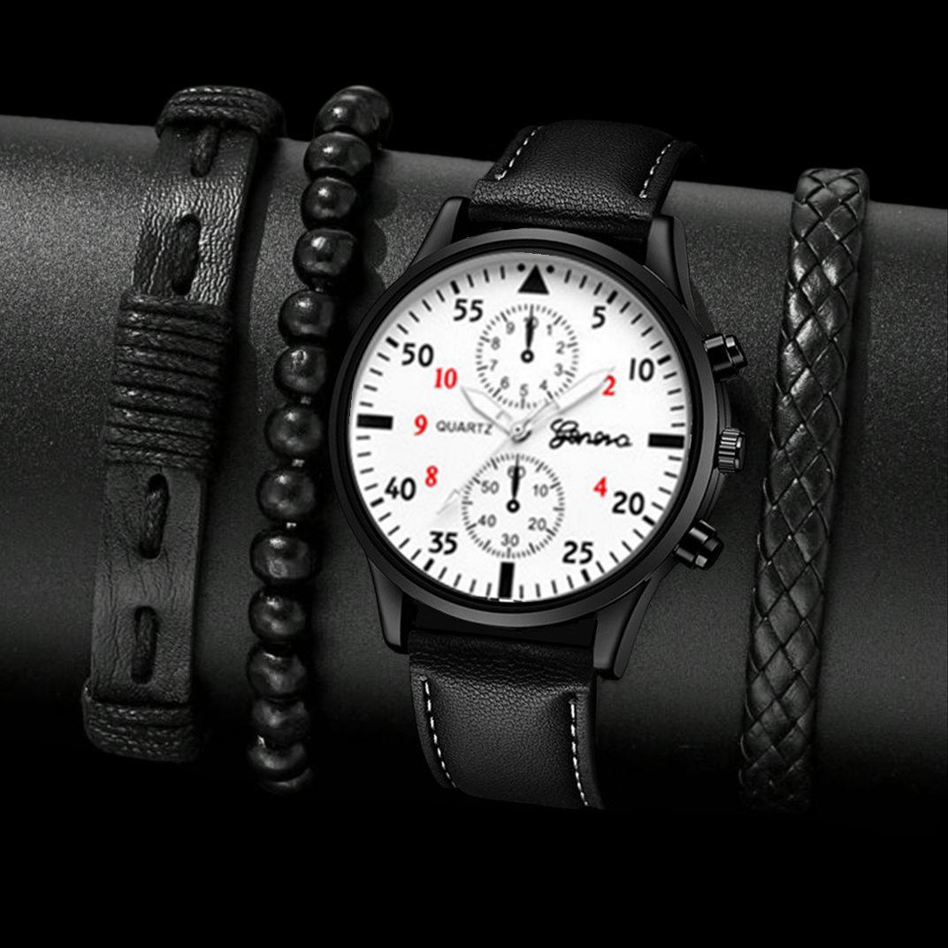 Cross border Mens Casual Fashion Foreign Trade trend Sports Belt Watch 3-piece Bracelet Business Quartz Watch suit