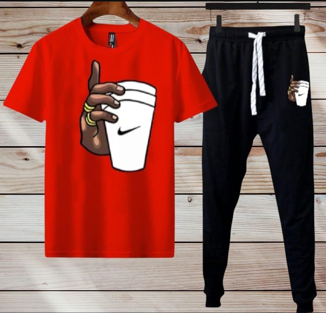 Men's printed polyester track suit 2 pcs