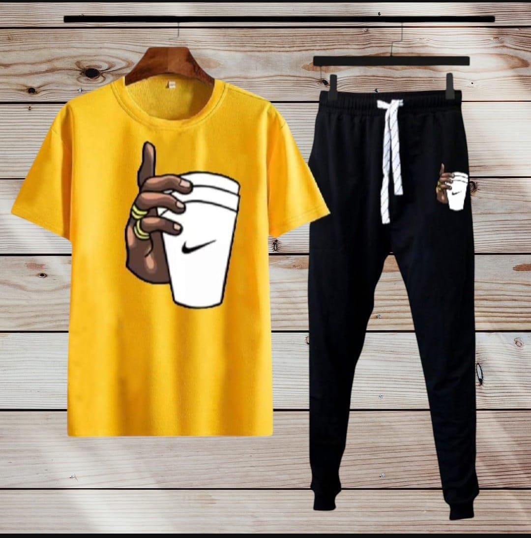 Men's printed polyester track suit 2 pcs