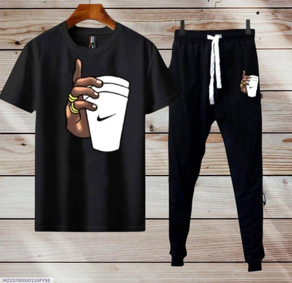 Men's printed polyester track suit 2 pcs