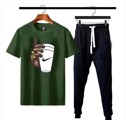 Men's printed polyester track suit 2 pcs