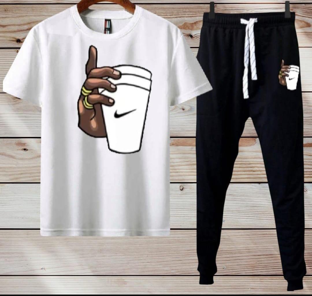 Men's printed polyester track suit 2 pcs