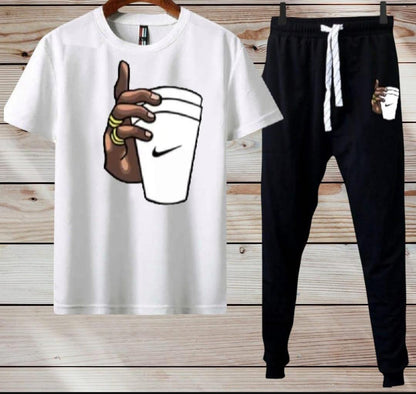 Men's printed polyester track suit 2 pcs