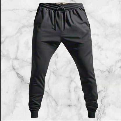 Men's Black Polyester Track Suit-2 Pcs- Plain round Neck Set
