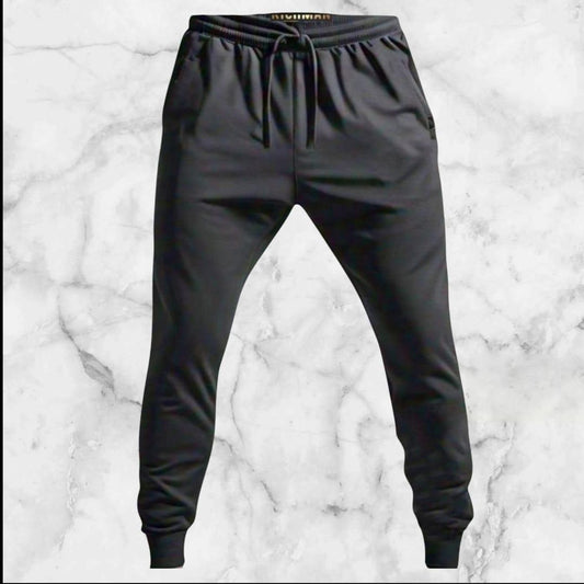 Men's Black Polyester Track Suit-2 Pcs- Plain round Neck Set